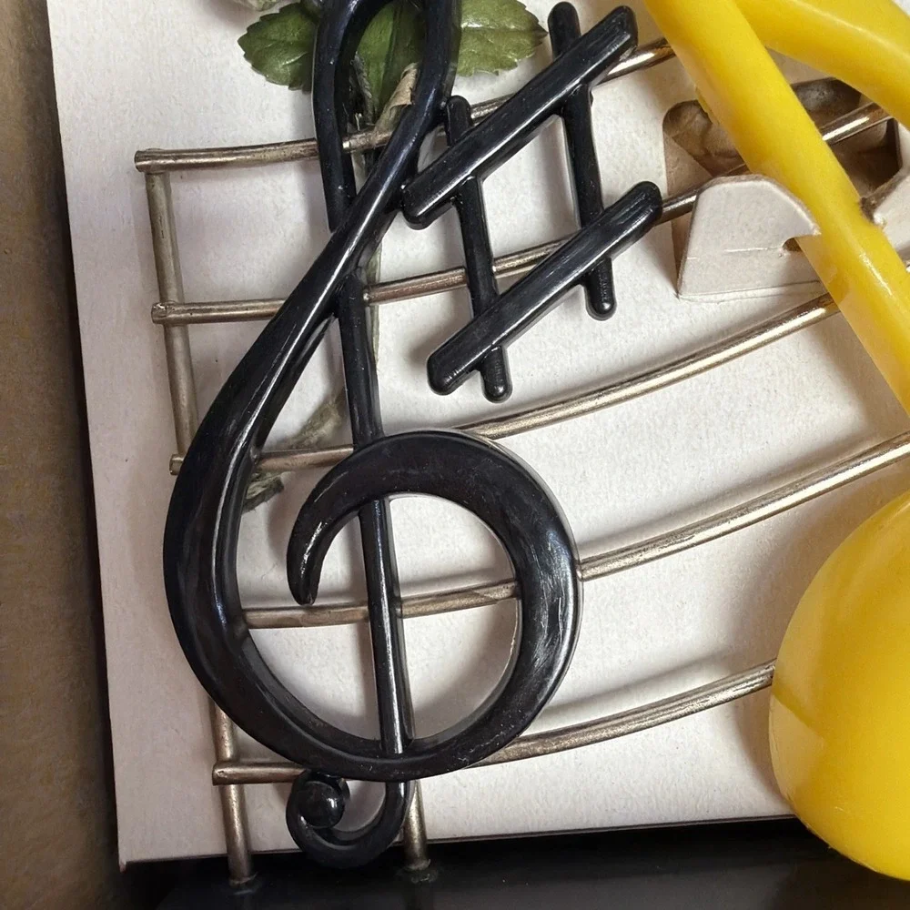 Vintage Melody Piano‎ Music Notes Treble Clef Salt & Pepper Shaker Set with Box